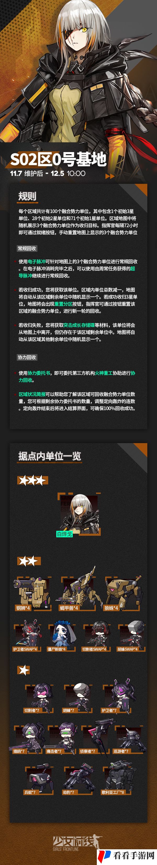 《少女前线》“S02区0号基地”开放，全新三星融合势力单位「白烨戈」上线