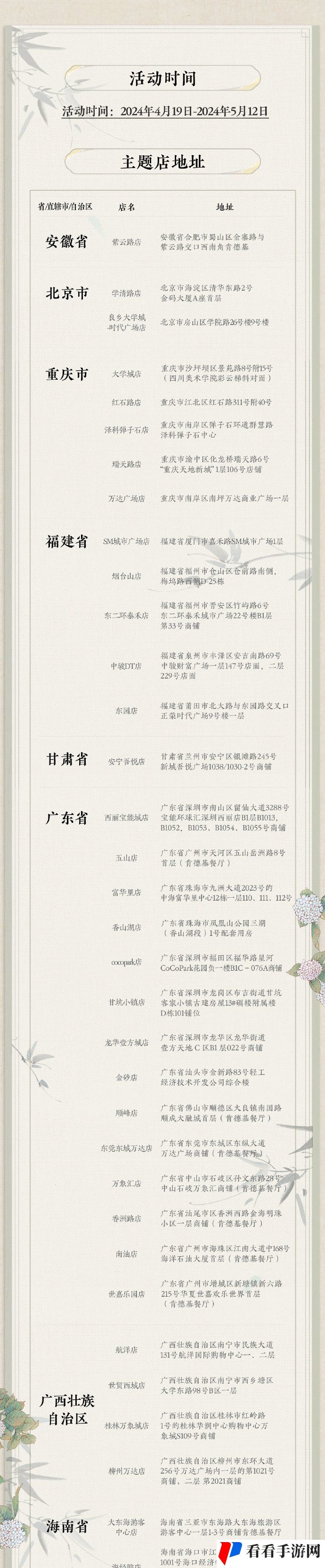 《逆水寒手游》2024肯德基联动门店地址