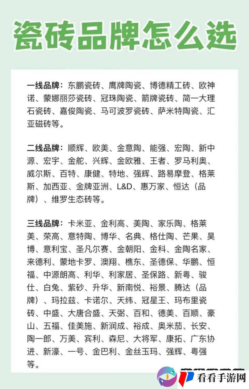 国产瓷砖一线二线三线品牌具体有哪些详细盘点