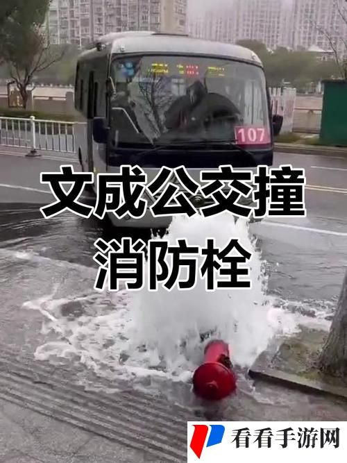 公交车一晃一晃撞进了水消防