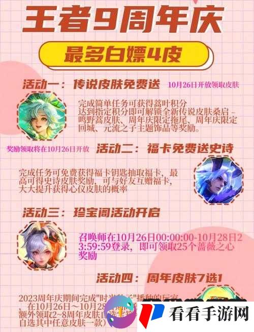 王者荣耀福利皮肤惊喜大放送等你来领取