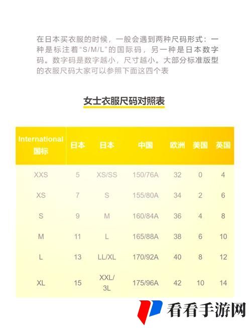 欧美尺码与日本尺码专线