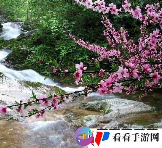 桃花洞口已是溪水潺潺的变化